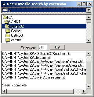 VB projects - Recursive file search by extension